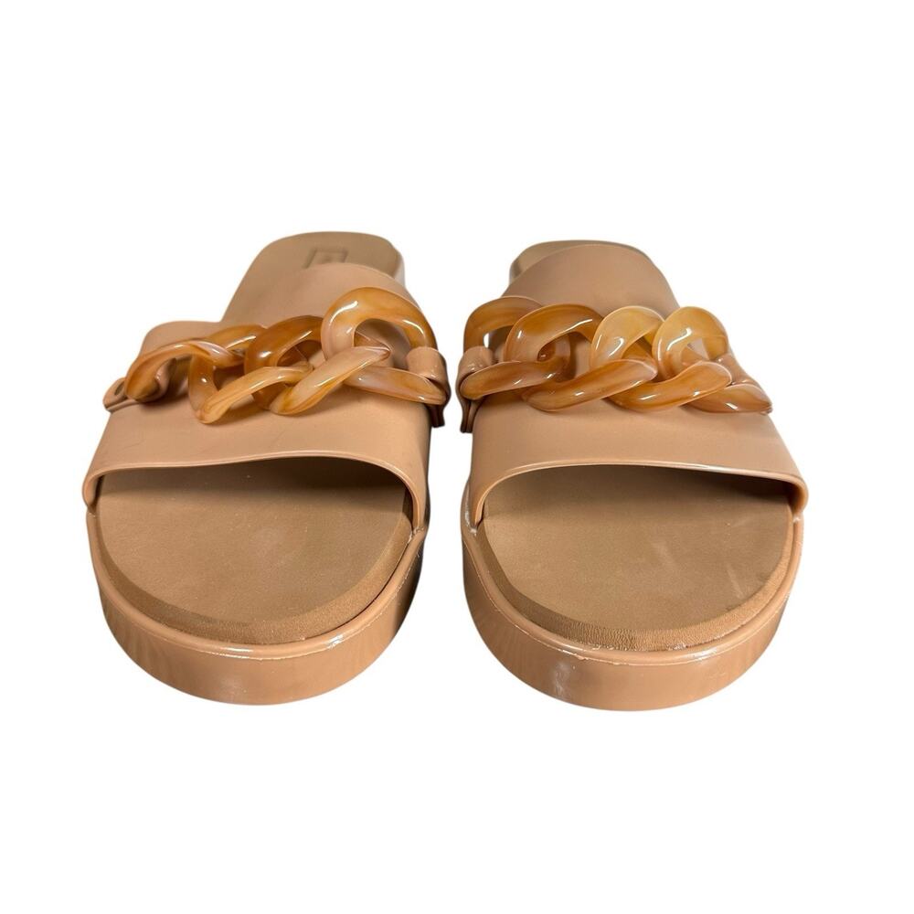 Yellow Box Aulani Jelly Slides Sandals Womens 7 Nude Almond Tan Resin Chain - Picture 5 of 12